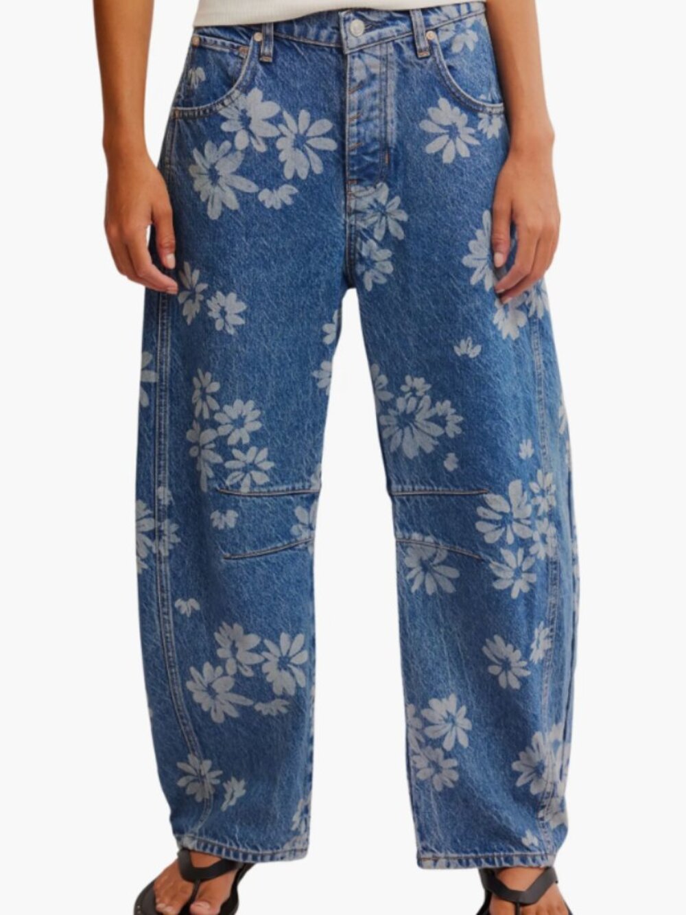 We the Free Good Luck Floral Barrel Jeans, Size 26